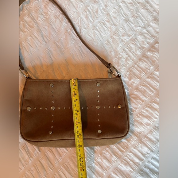 Suede Jeanne Lottie Dark Taupe Studded Shoulder Bag - Picture 8 of 9